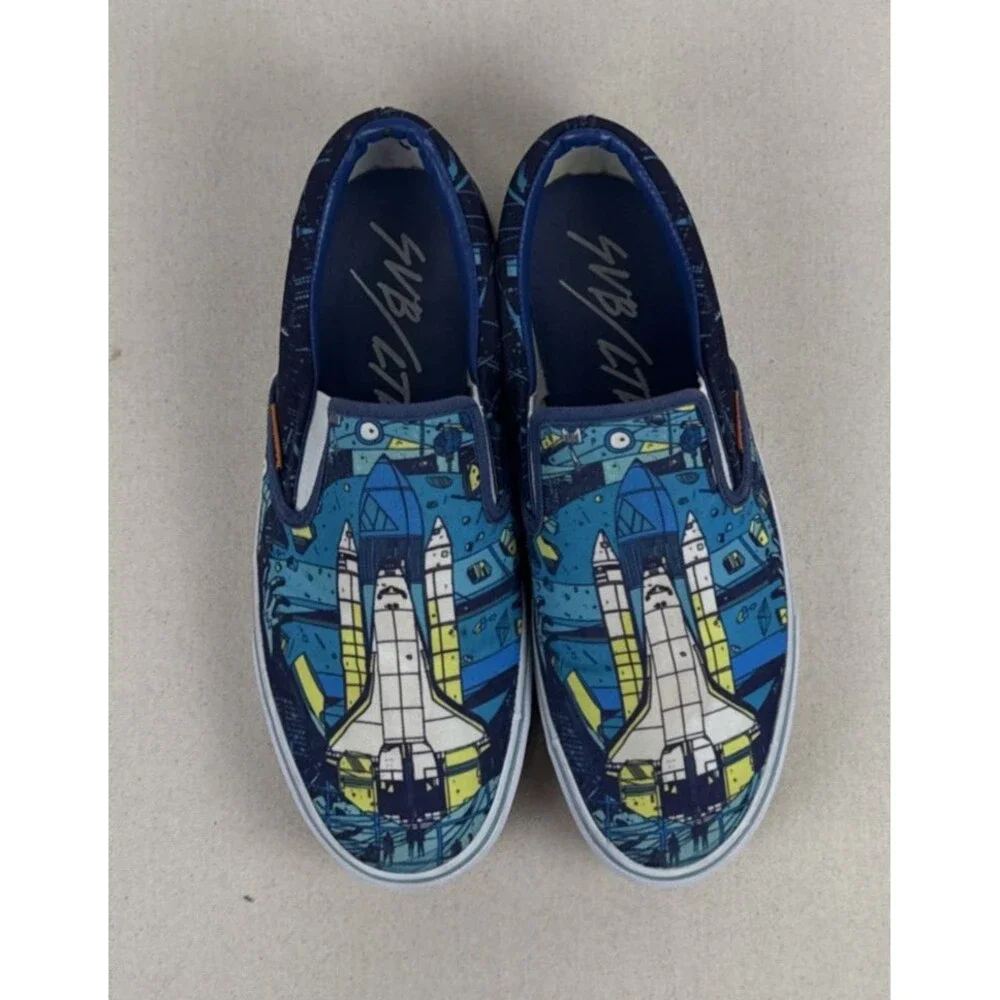 SUB LTD Tyler Stout NASA Space Shuttle Slip On Canvas Sneakers Mens 10.5 Skate
